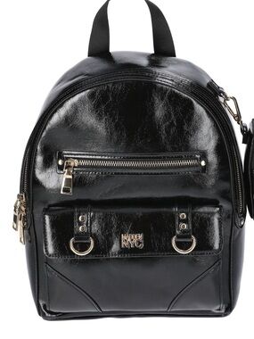 NYC Logo Black Patent Mini Backpack - Fashionable Everyday Bag